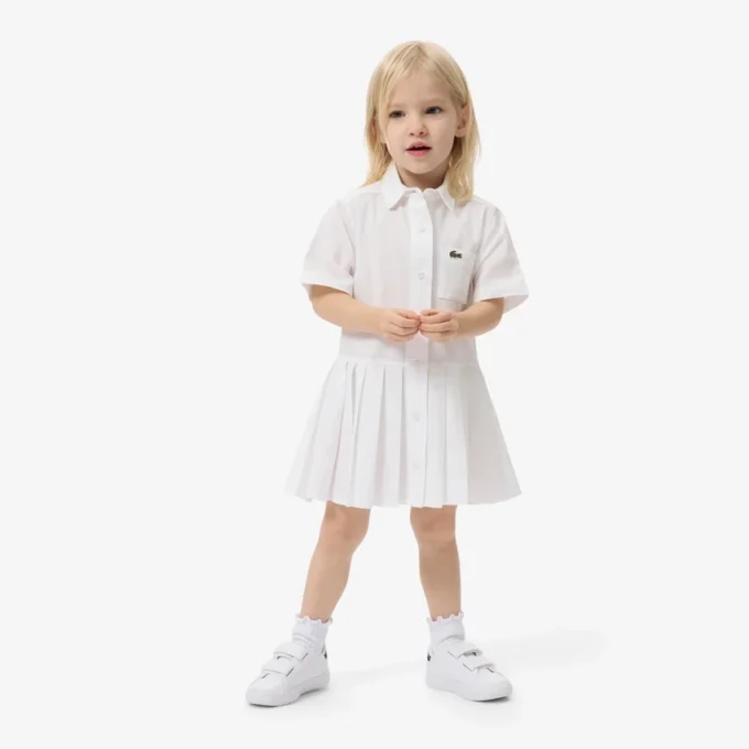 Poplin Pleat Skirt Shirt Dress