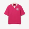Runway Badge Accent Oversized Satin Polo Shirt