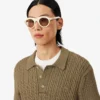 Runway Cable Knit Polo Collar Sweater