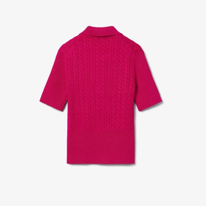 Runway Cable Knit Polo Collar Sweater