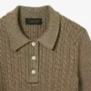 Runway Cable Knit Polo Collar Sweater