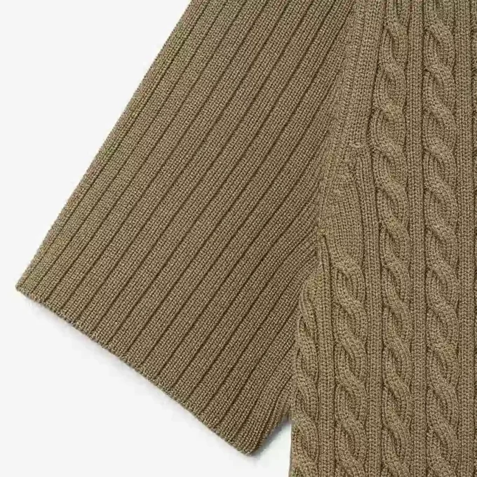 Runway Cable Knit Polo Collar Sweater