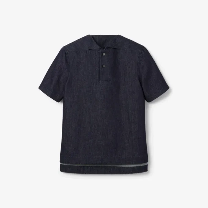 Runway Loose Fit Denim Polo Shirt