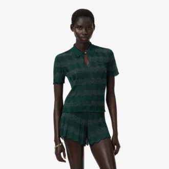 Runway Pointelle Polo Collar Sweater