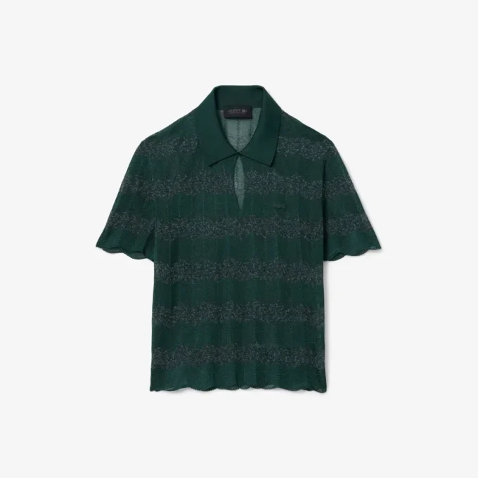 Runway Pointelle Polo Collar Sweater