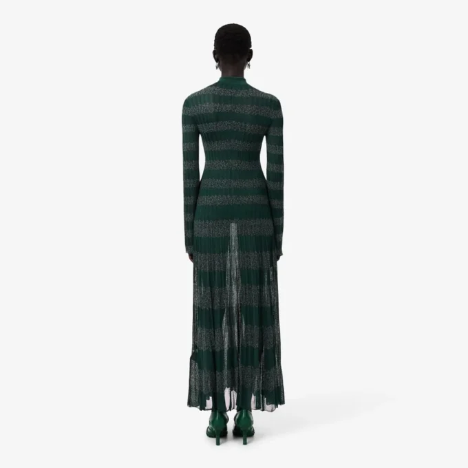Runway Polo Collar Pointelle Maxi Dress