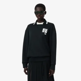 Runway Polo Shirt Collar Badge Accent Sweatshirt