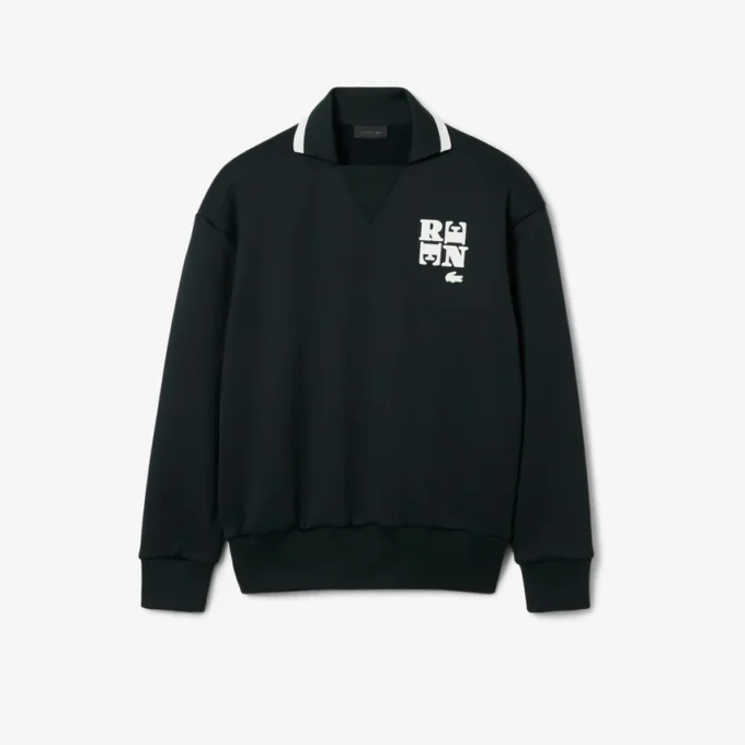 Runway Polo Shirt Collar Badge Accent Sweatshirt