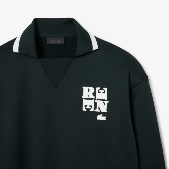 Runway Polo Shirt Collar Badge Accent Sweatshirt