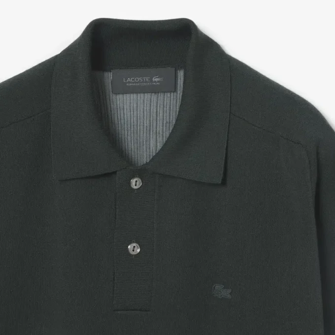 Runway Wool Blend Polo Collar Sweater