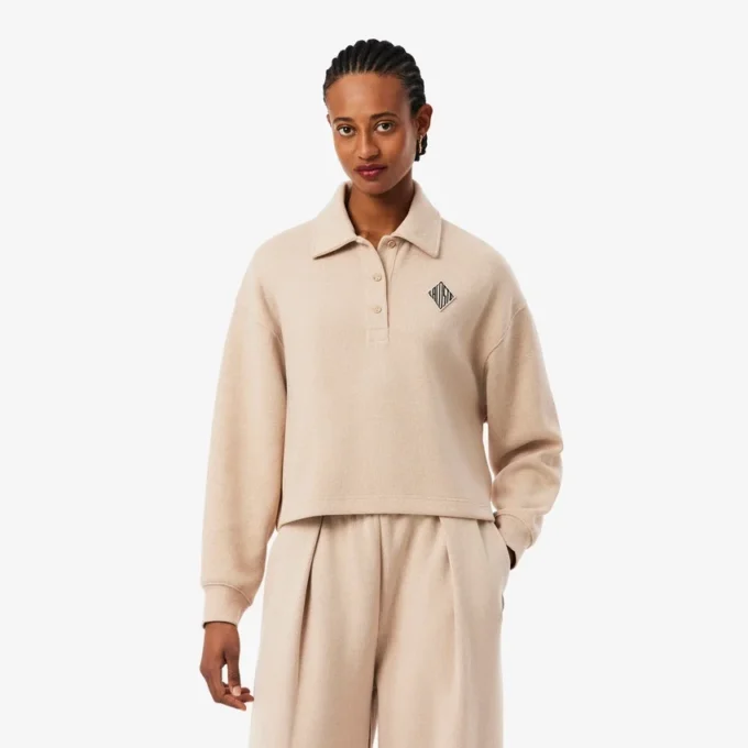 Oversized Ribbed Polo Sweatshirt