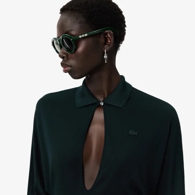 Runway Polo Collar Silk Maxi Dress